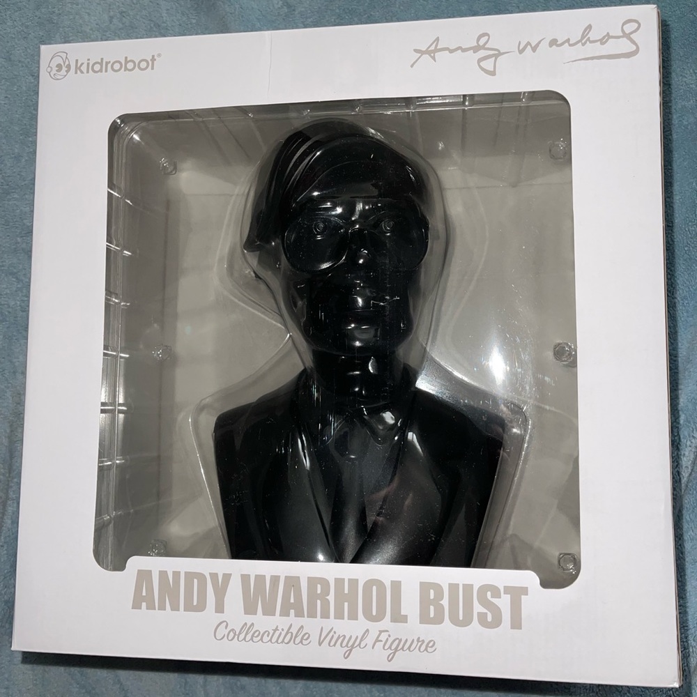 Kidrobot ANDY WARHOL 12" Vinyl Art Bust Sculpture BLACK Version - LE 200! RARE!